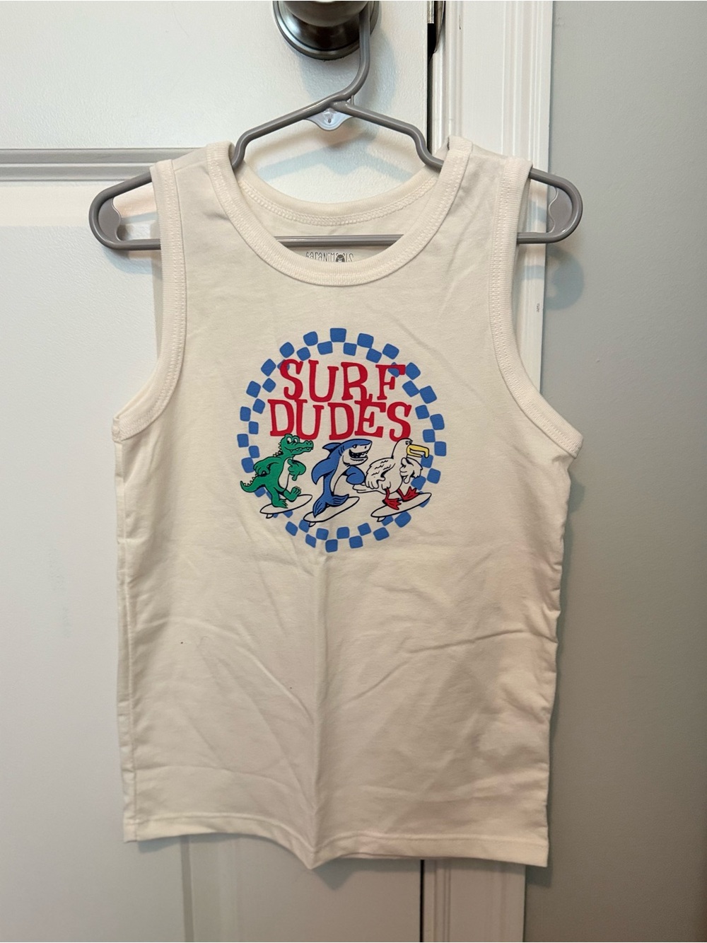 Garanimals White Tank Top with Red, Blue & Green Surf Graphic